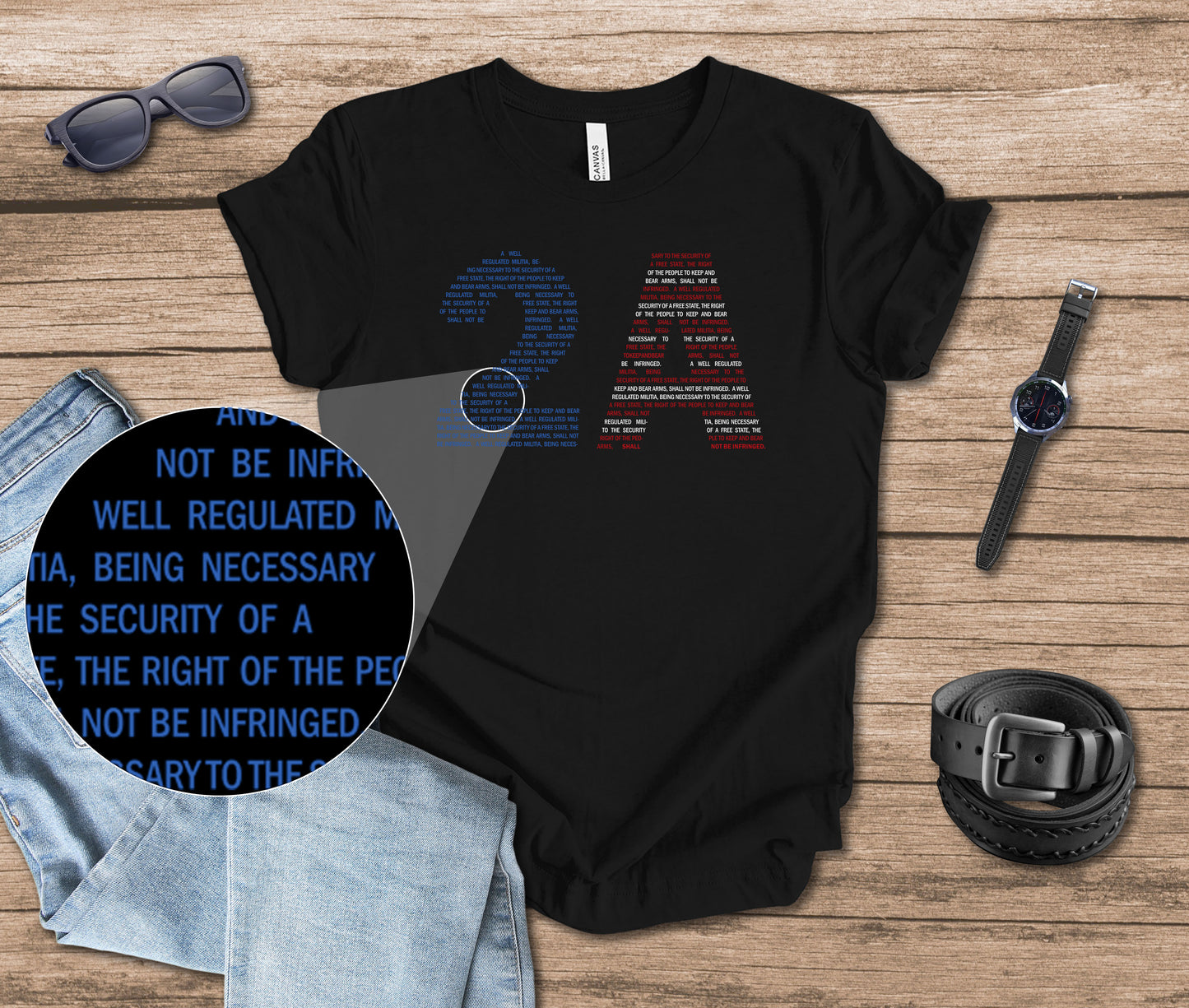 2A Second Amendment Text T-shirt