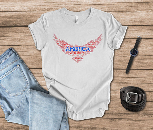 Bald Eagle America Words Patriotic T-shirt for Freedom Lovers