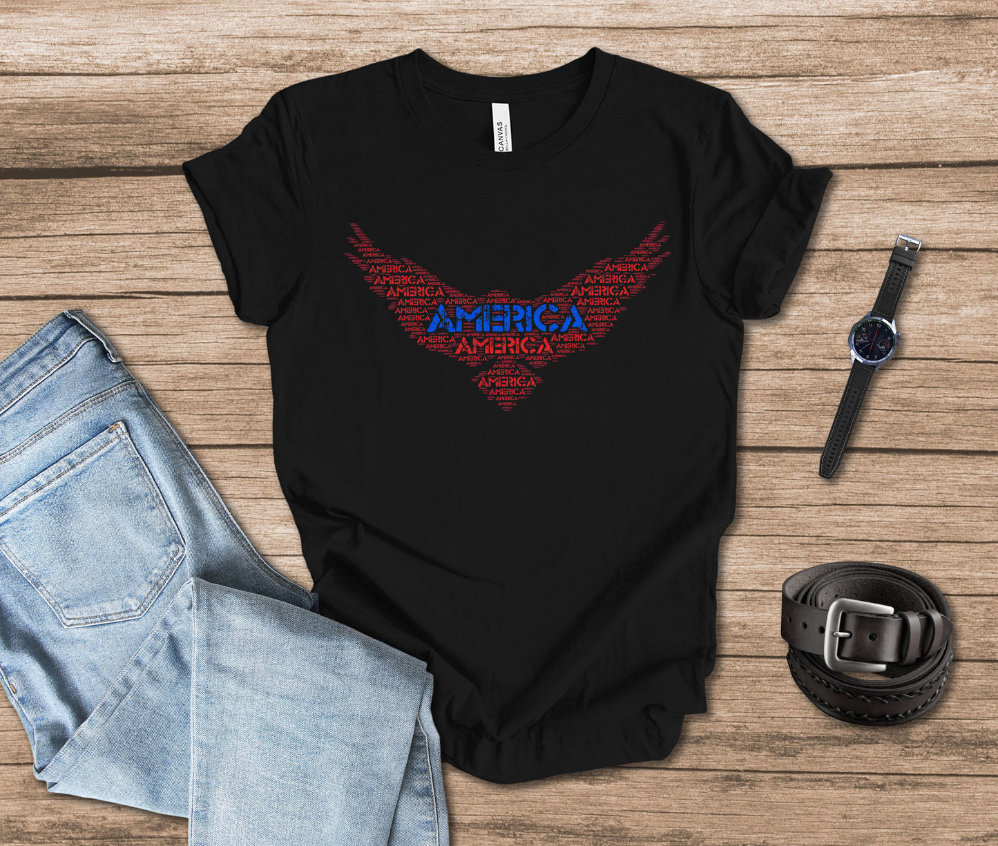 Bald Eagle America Words Patriotic T-shirt for Freedom Lovers