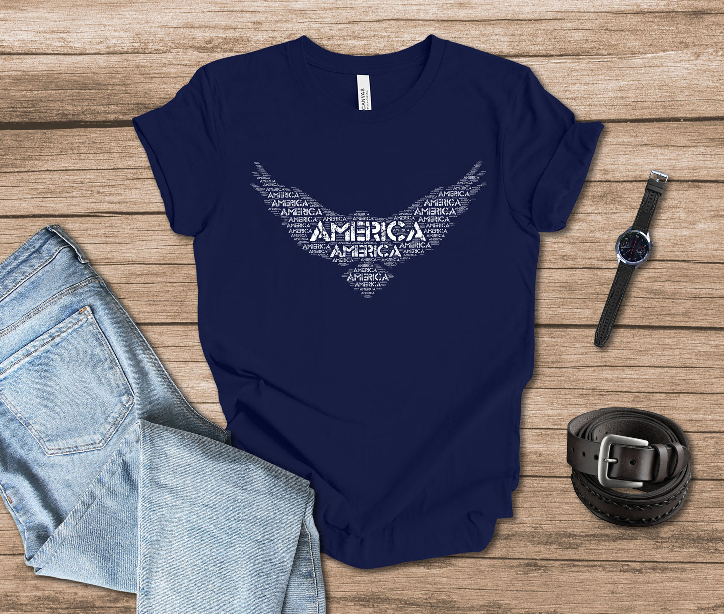 Bald Eagle America Words Patriotic T-shirt for Freedom Lovers