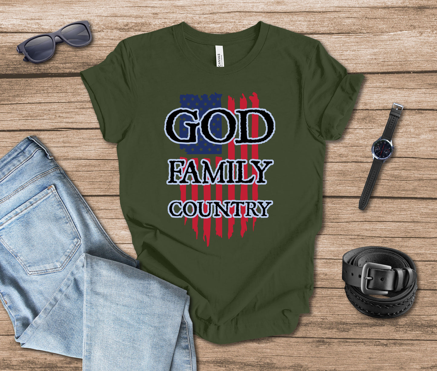 God Family Country Color T-shirt