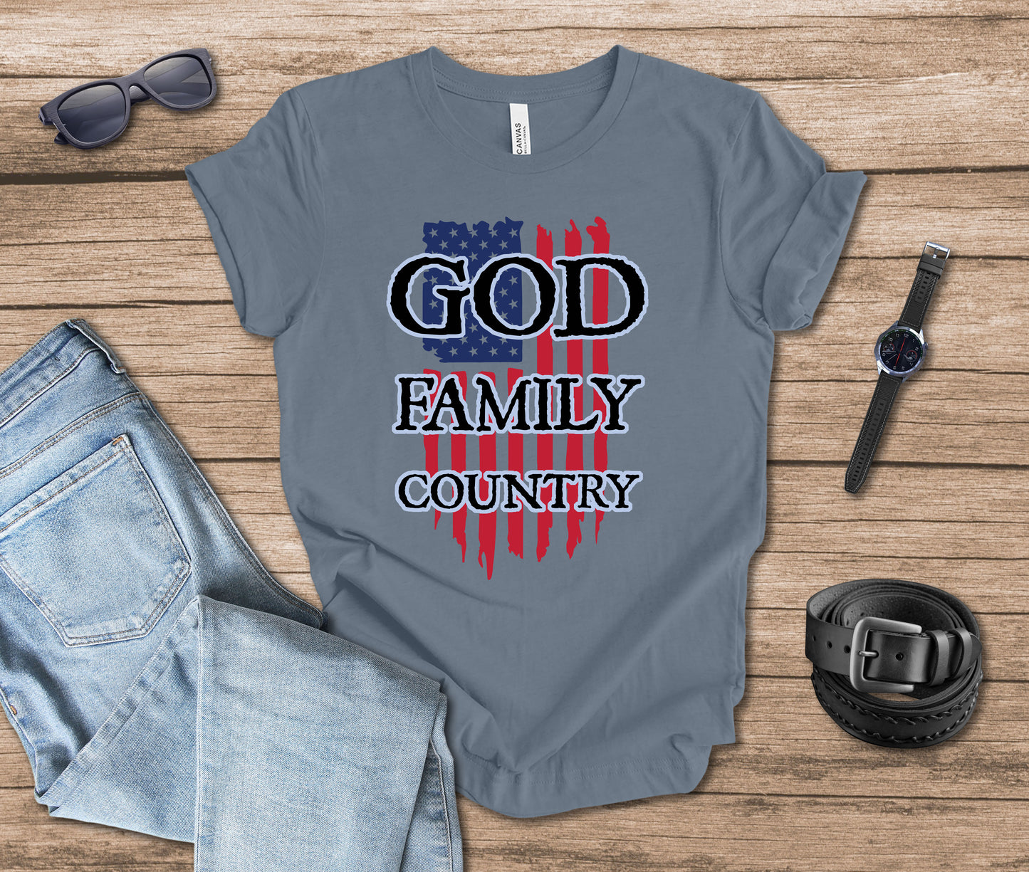 God Family Country Color T-shirt