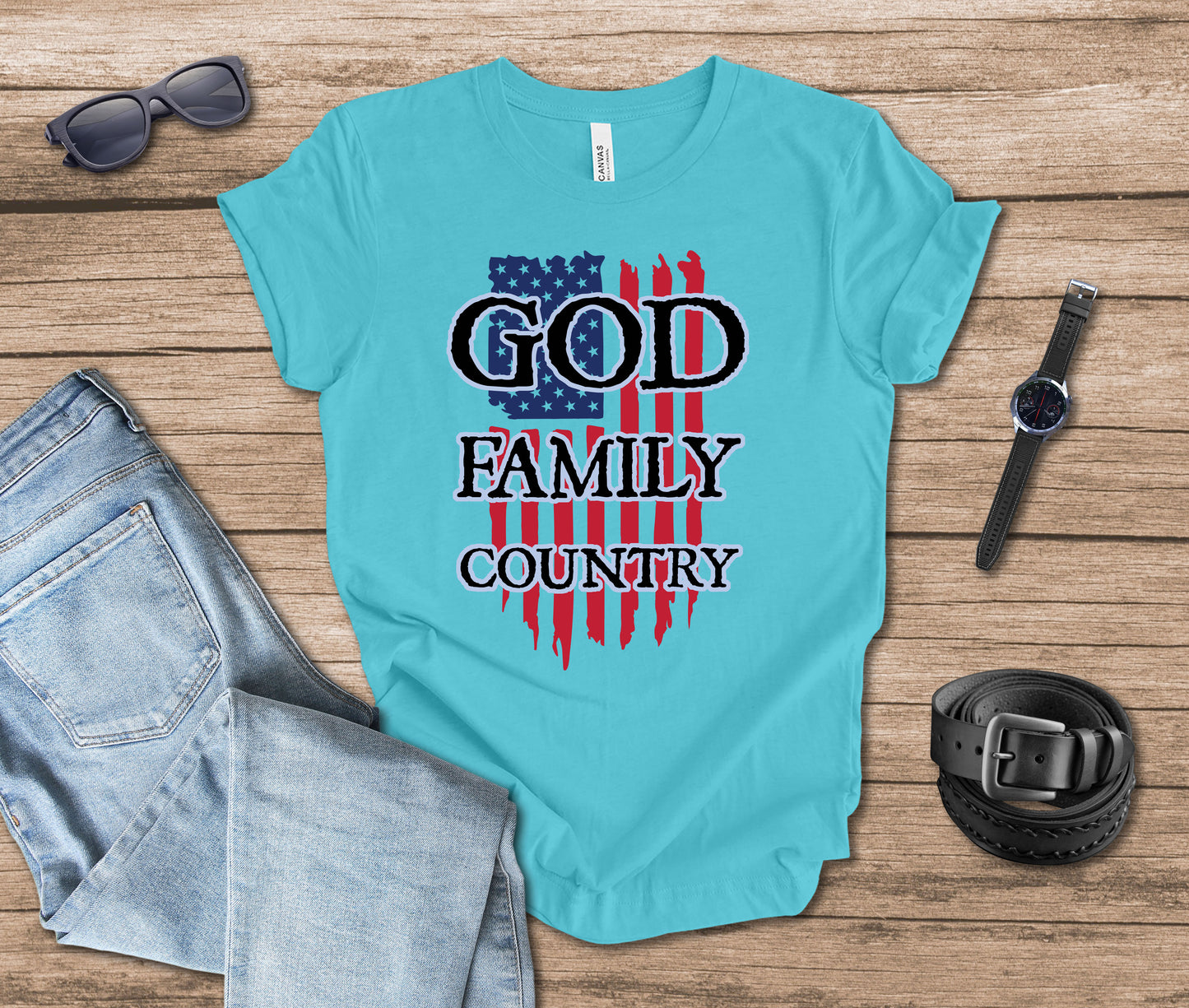 God Family Country Color T-shirt