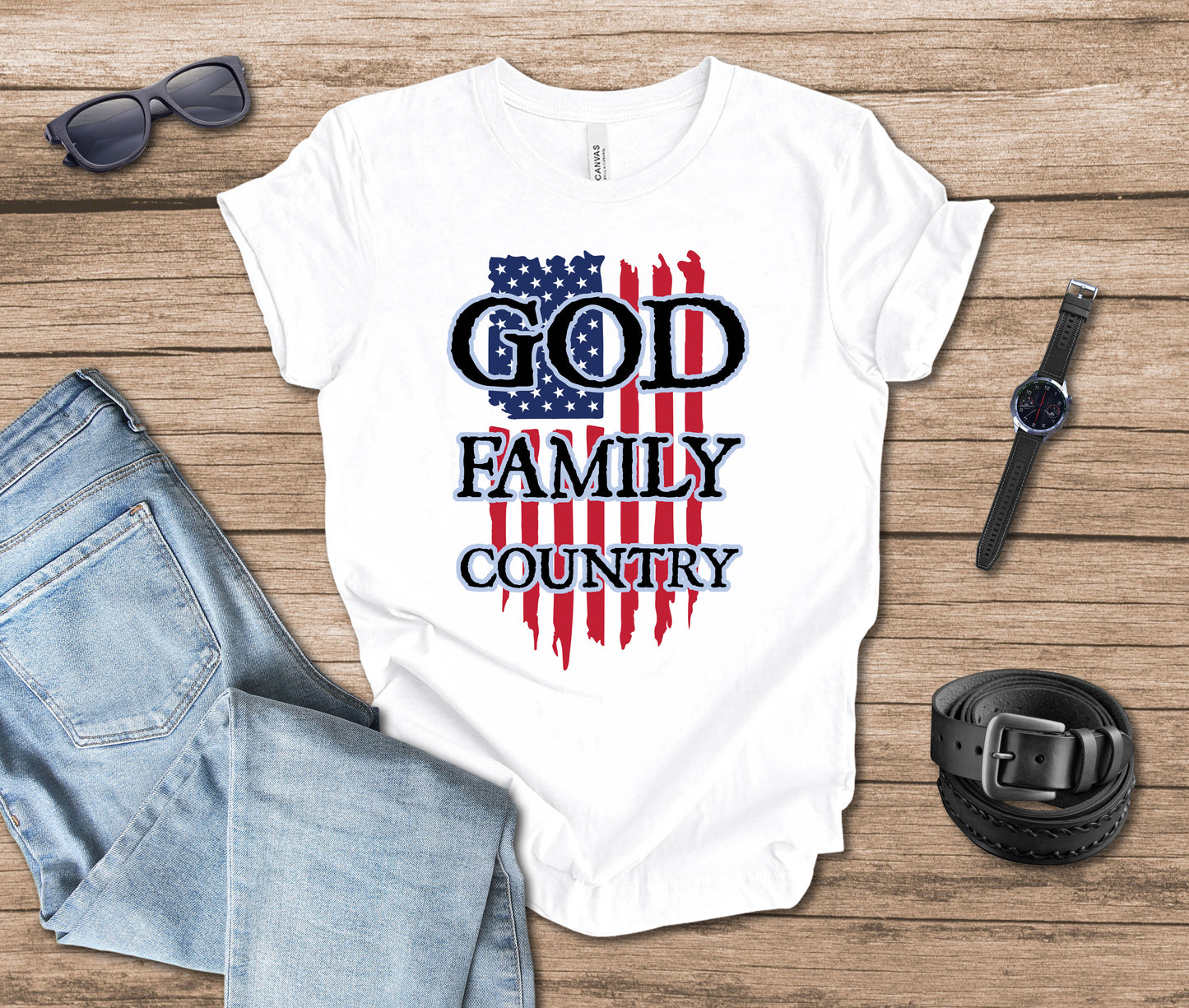 God Family Country Color T-shirt