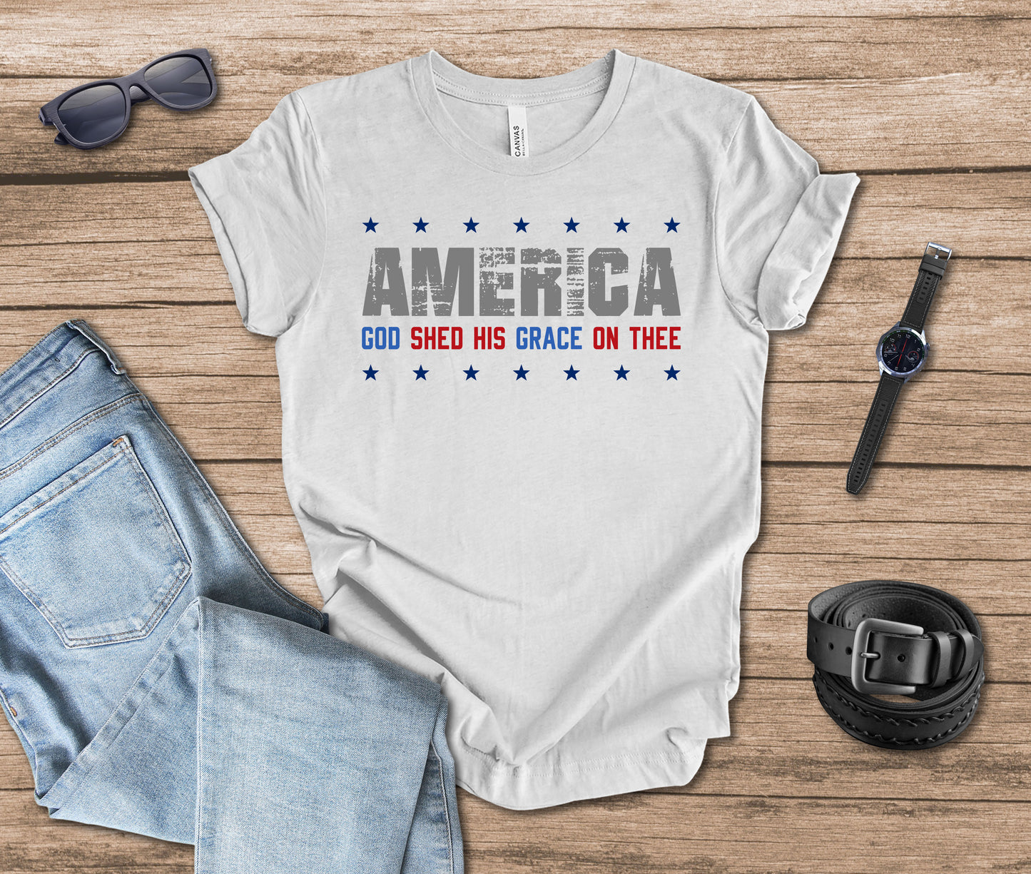 America - God Shed His Grace on Thee Stars T-shirt