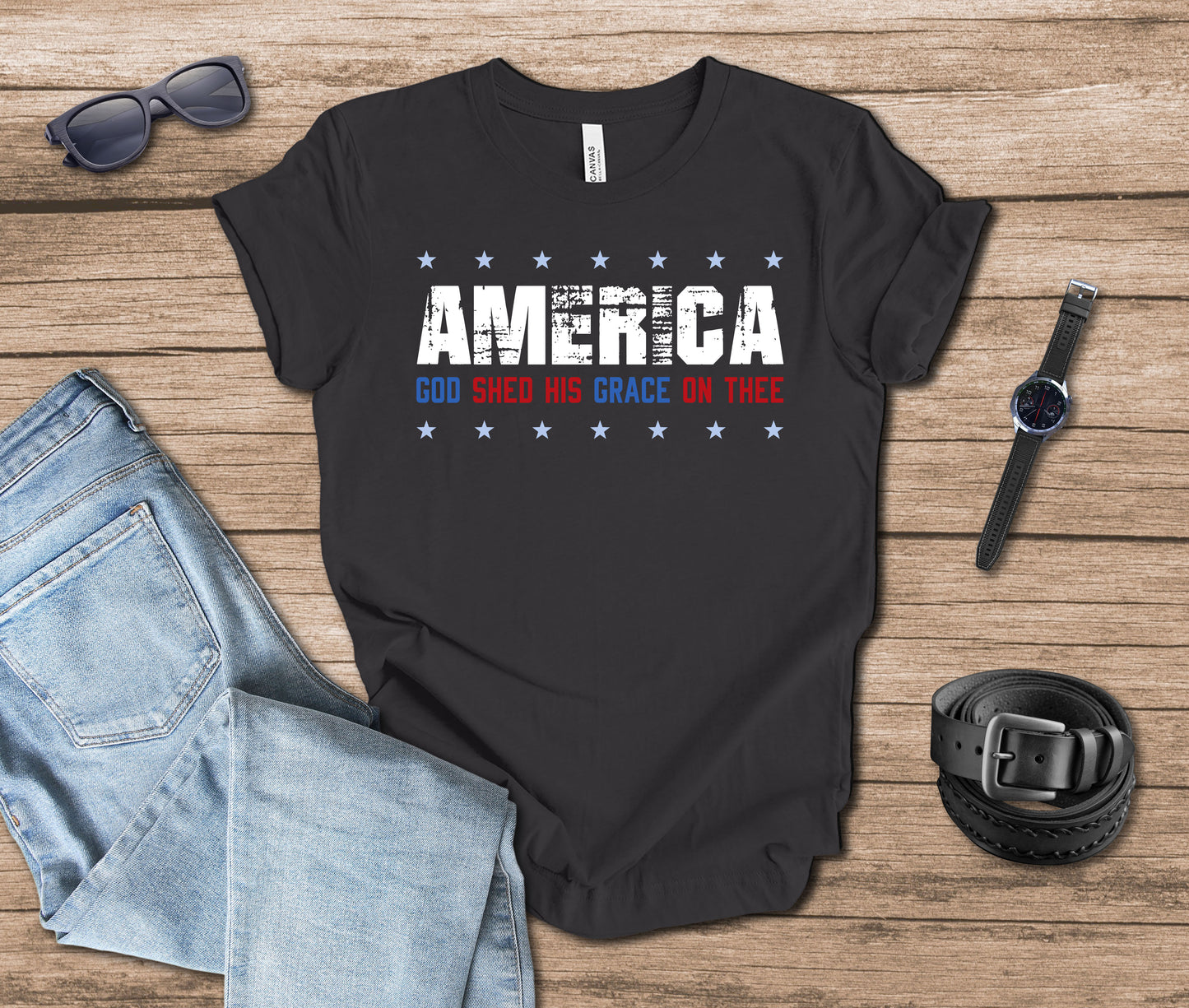 America - God Shed His Grace on Thee Stars T-shirt