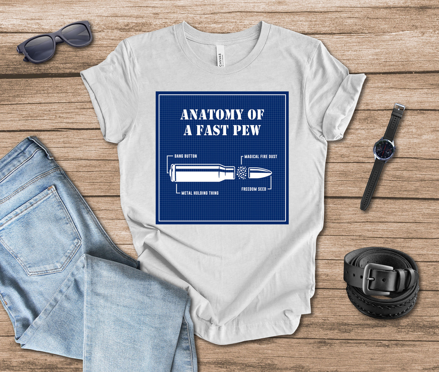 Anatomy of a Fast Pew Blueprint T-shirt