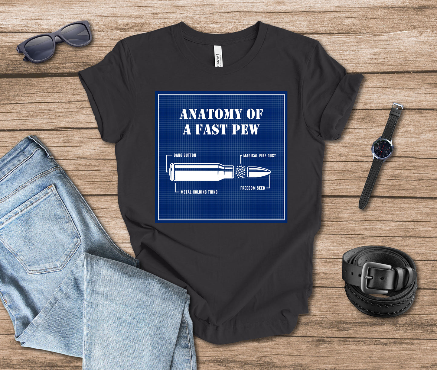 Anatomy of a Fast Pew Blueprint T-shirt