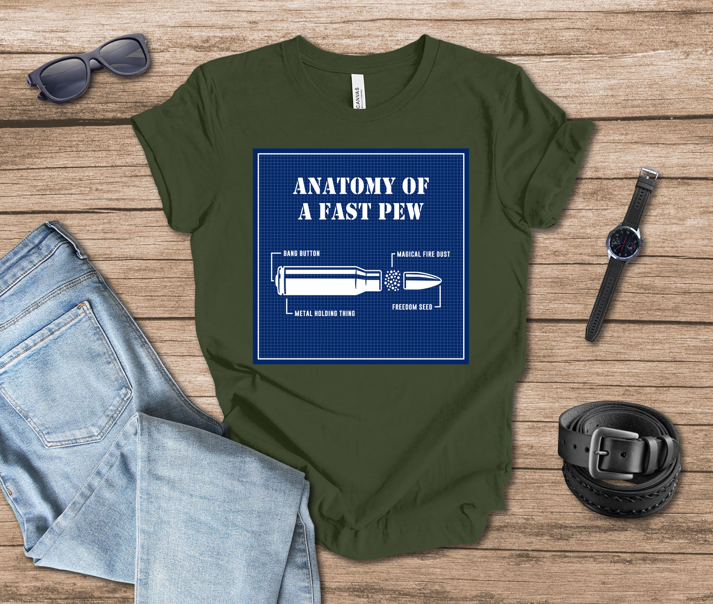 Anatomy of a Fast Pew Blueprint T-shirt