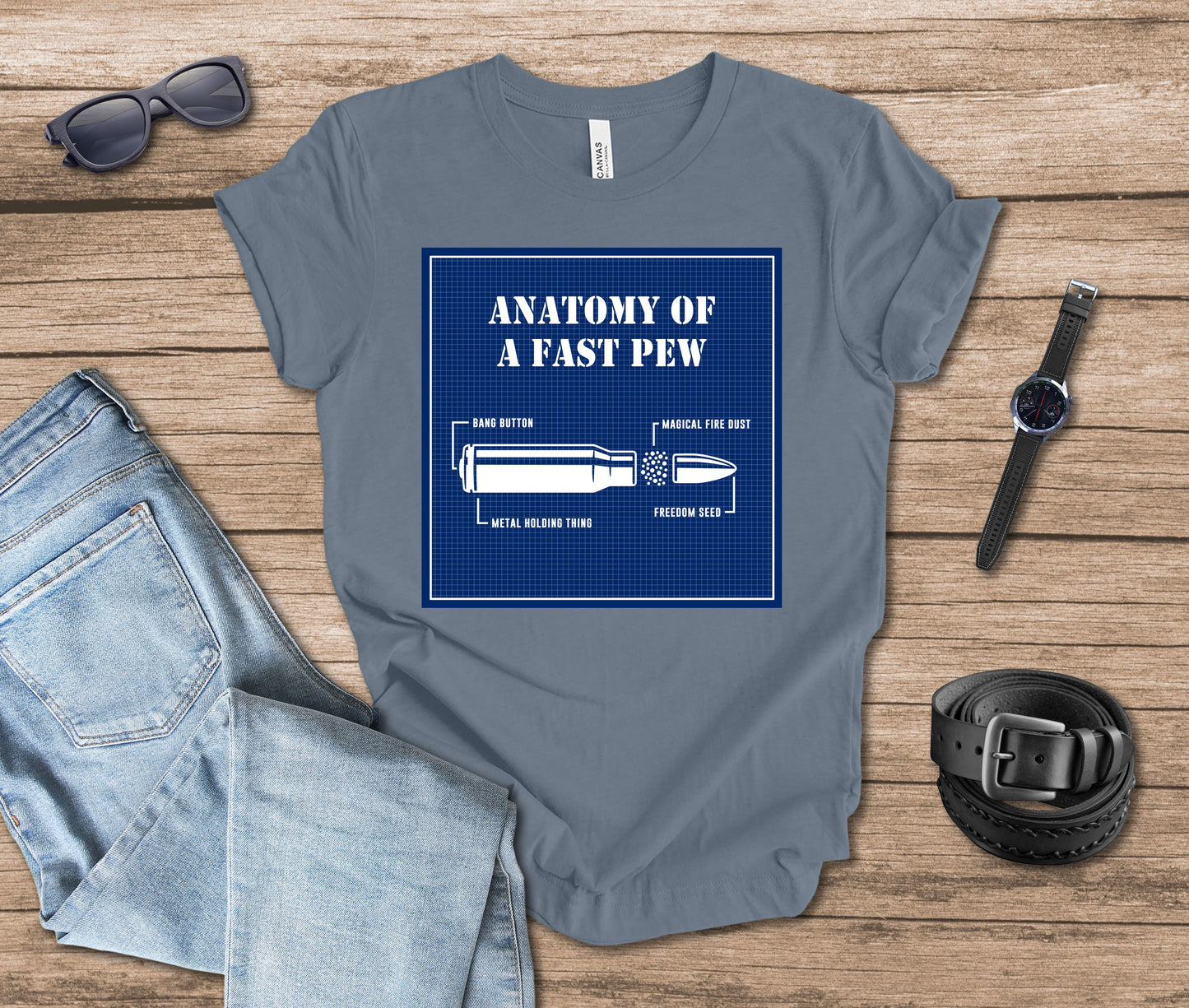 Anatomy of a Fast Pew Blueprint T-shirt