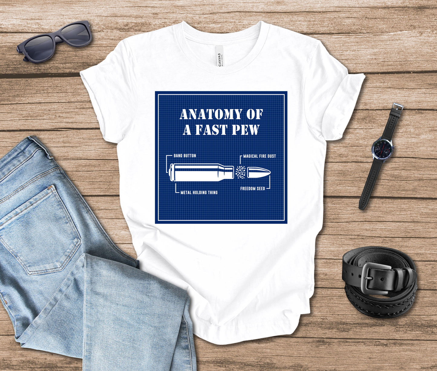 Anatomy of a Fast Pew Blueprint T-shirt