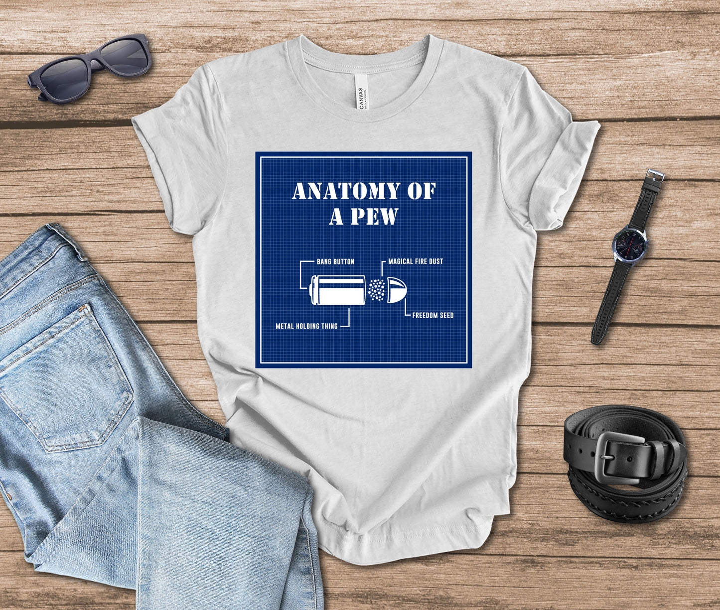 Anatomy of a Pew Blueprint T-shirt