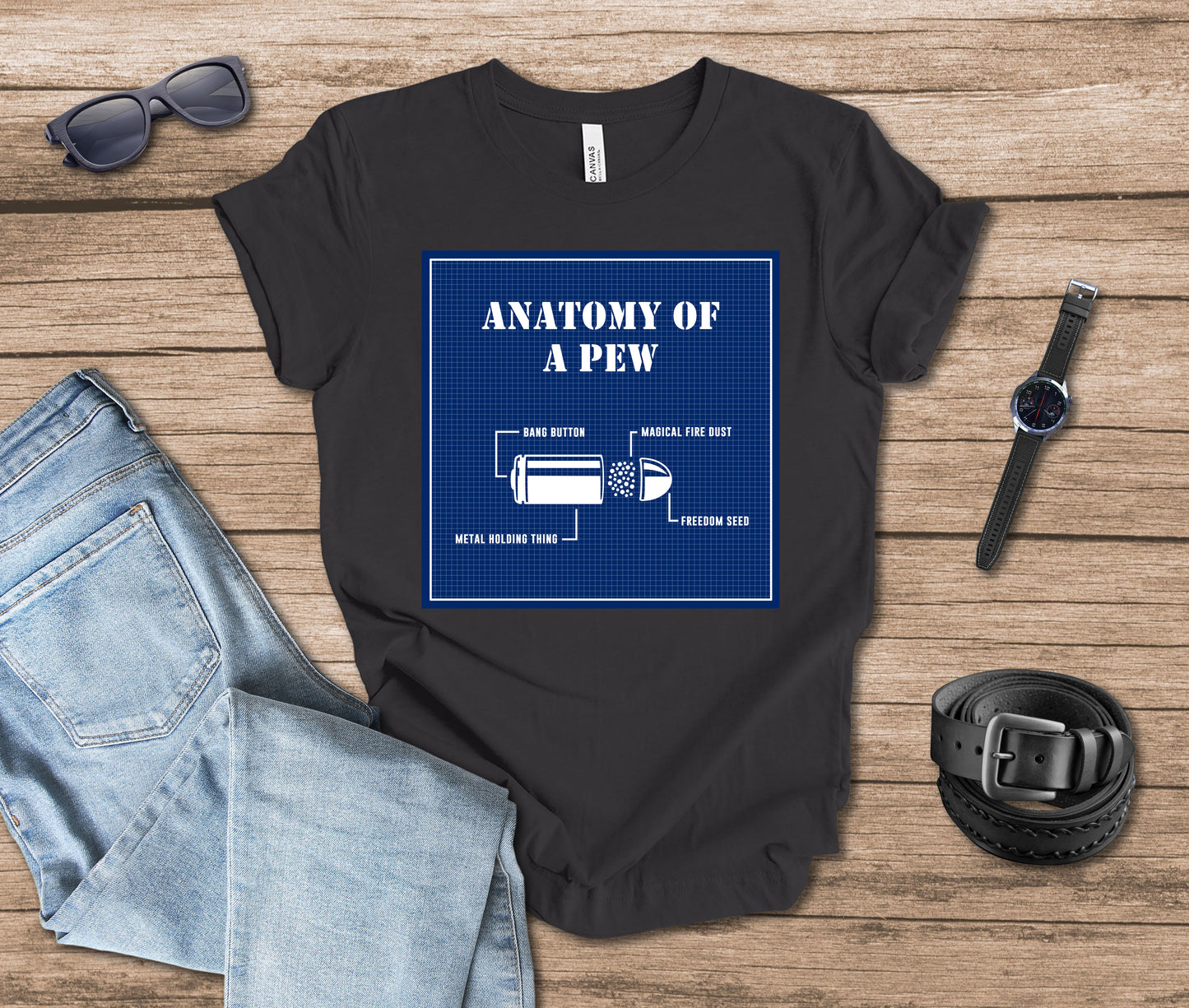 Anatomy of a Pew Blueprint T-shirt