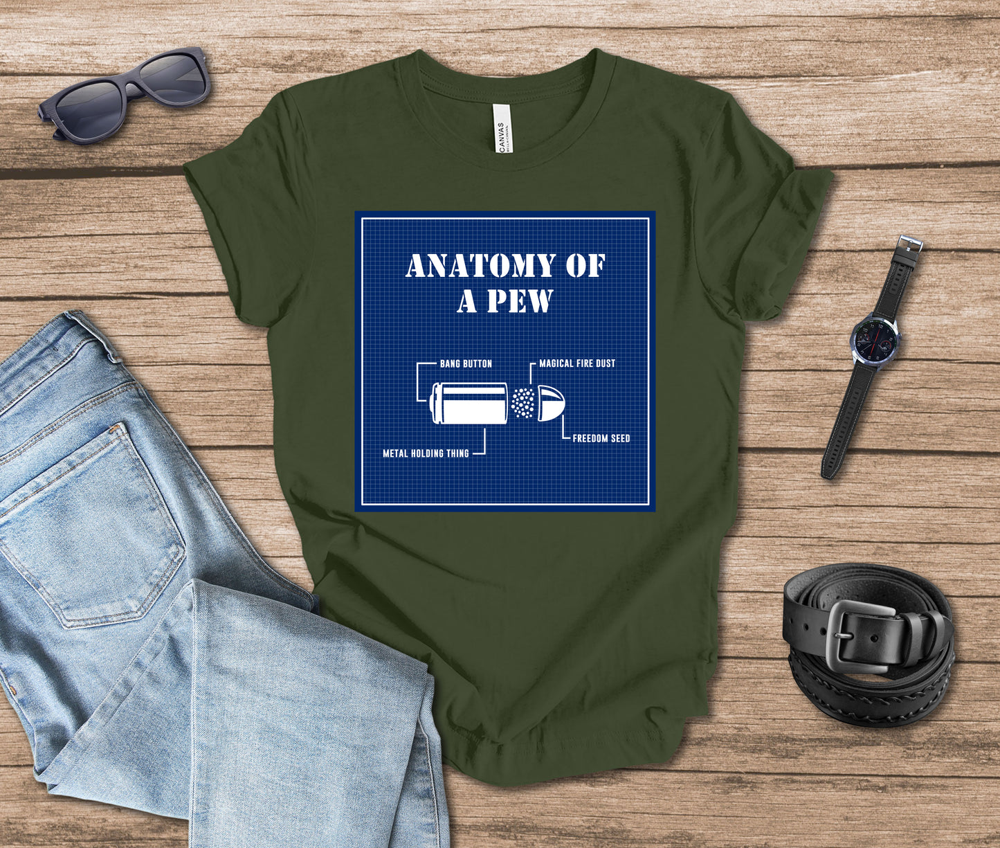 Anatomy of a Pew Blueprint T-shirt