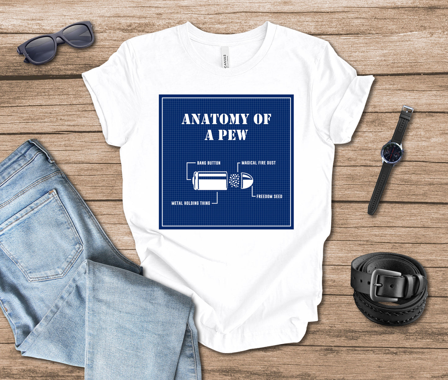 Anatomy of a Pew Blueprint T-shirt