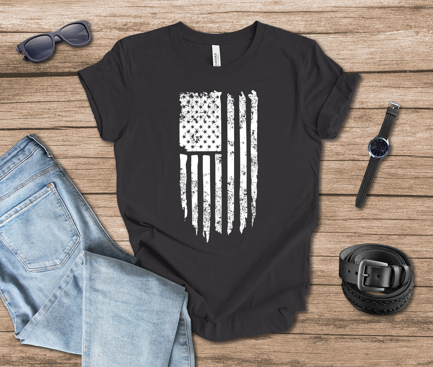 Distressed Flag Vertical T-shirt