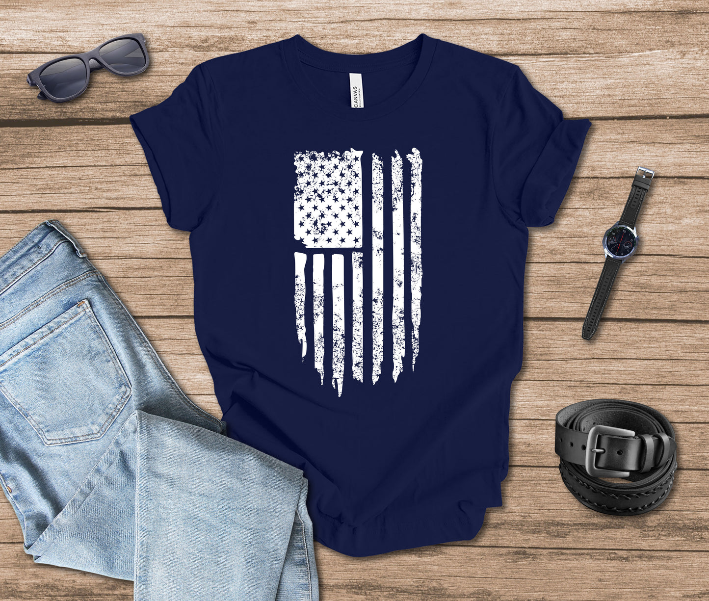 Distressed Flag Vertical T-shirt