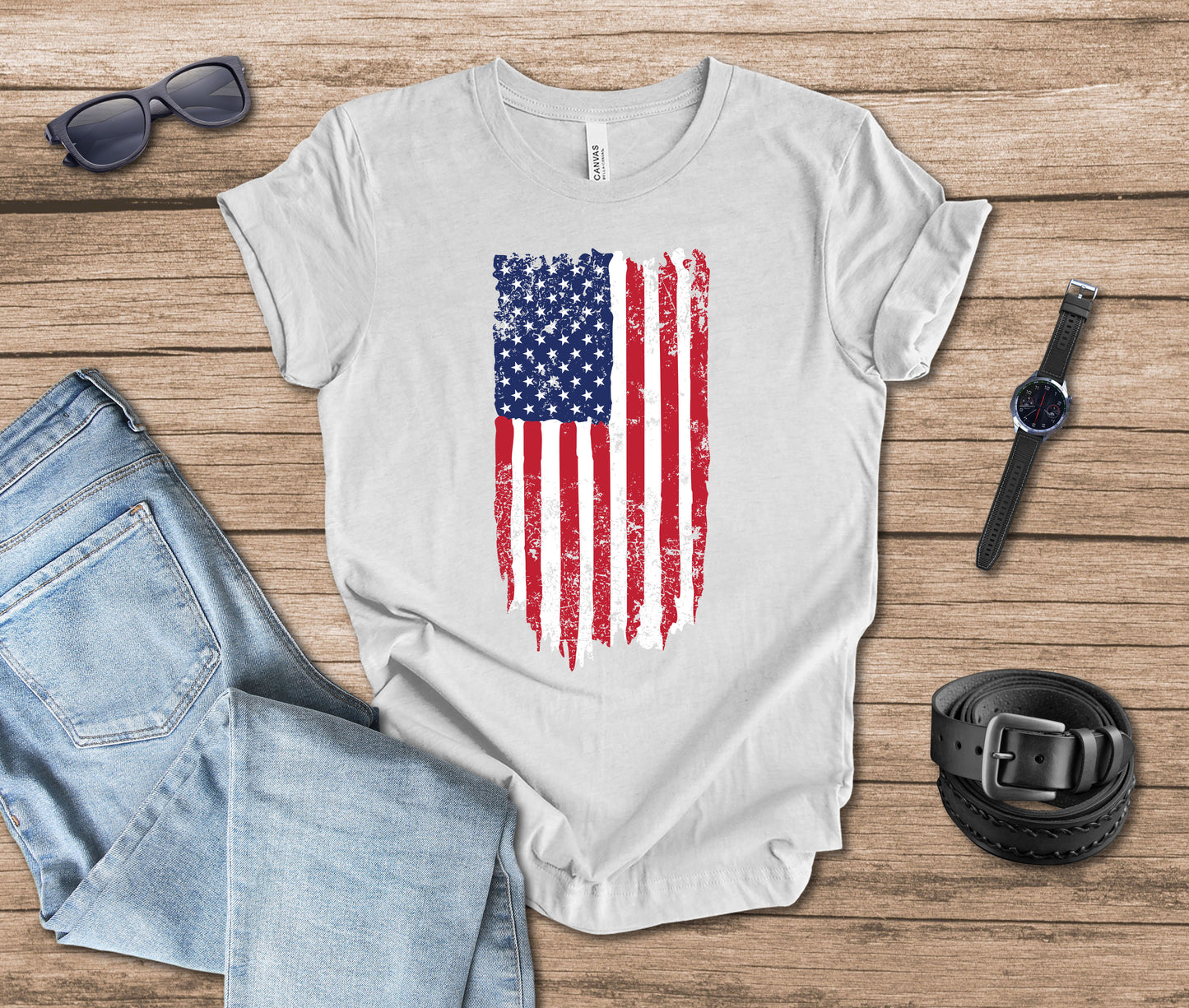 Distressed Flag Color Vertical T-shirt