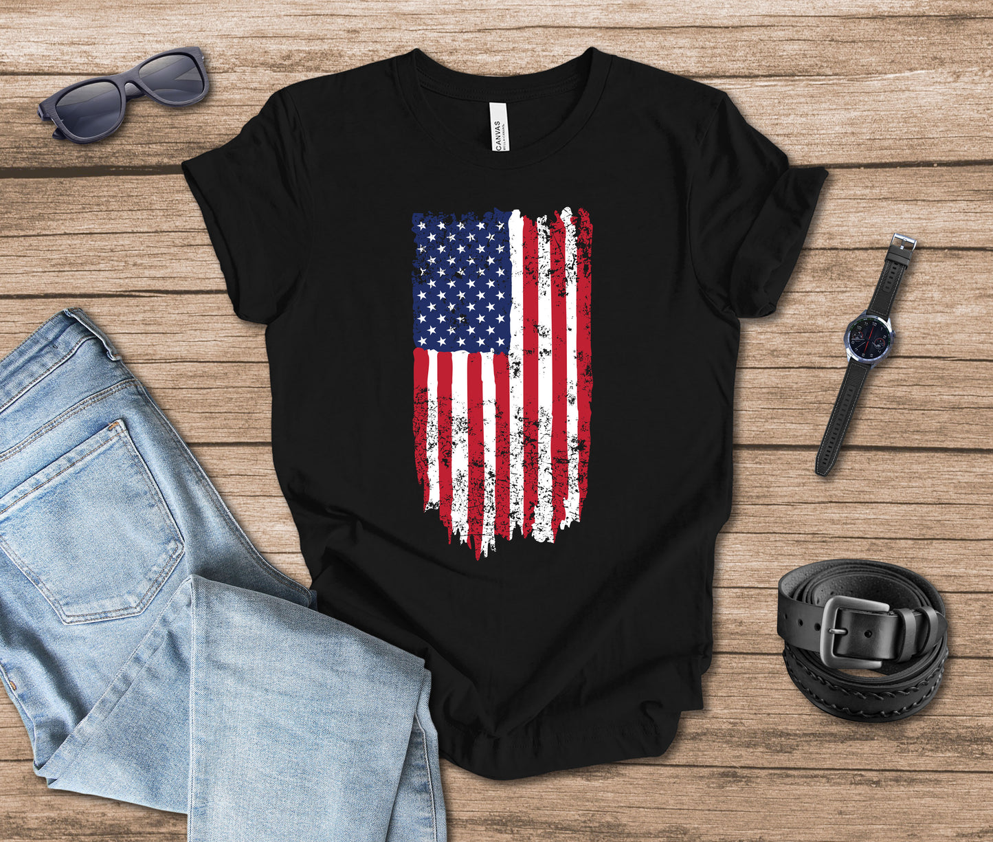 Distressed Flag Color Vertical T-shirt