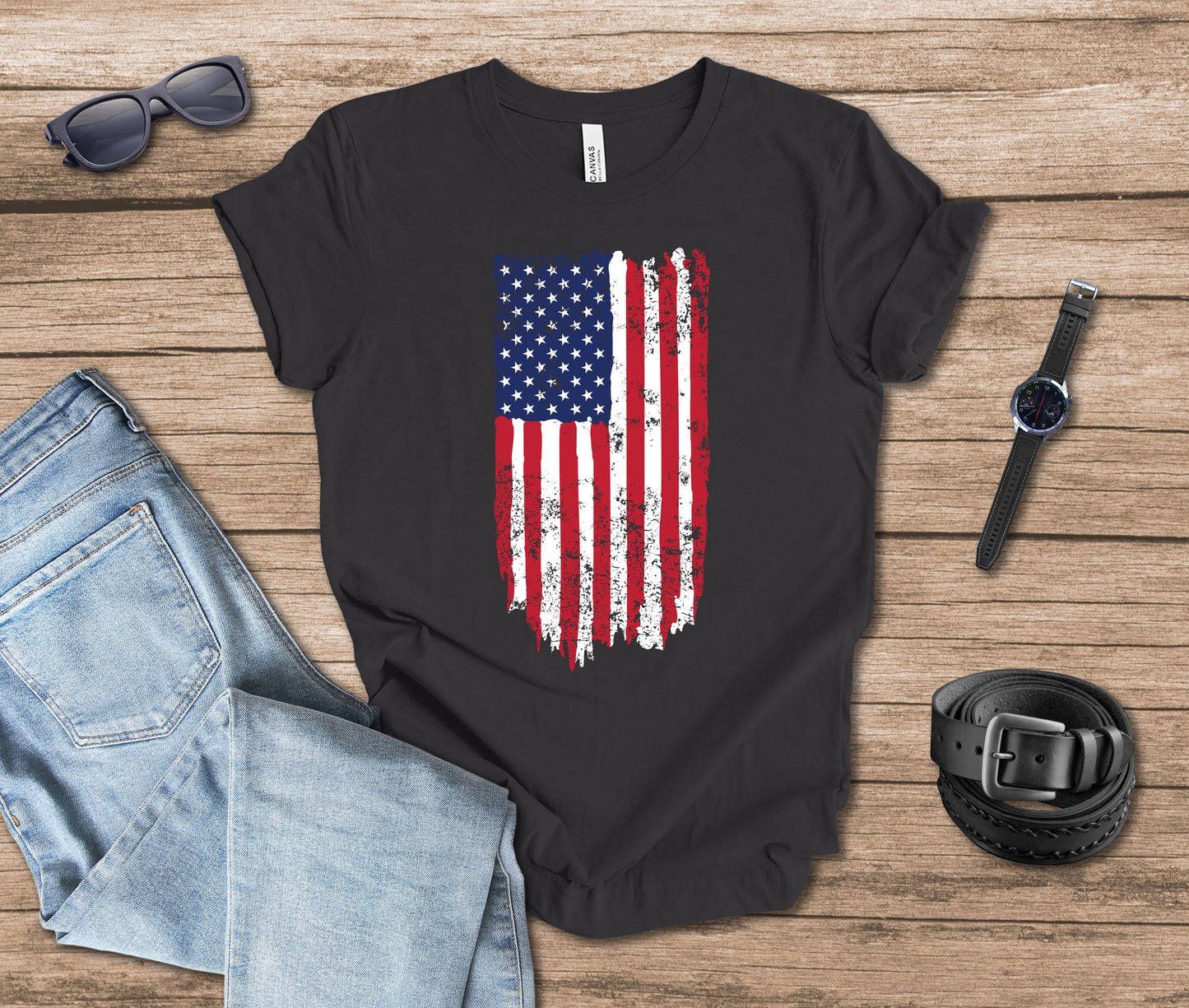 Distressed Flag Color Vertical T-shirt