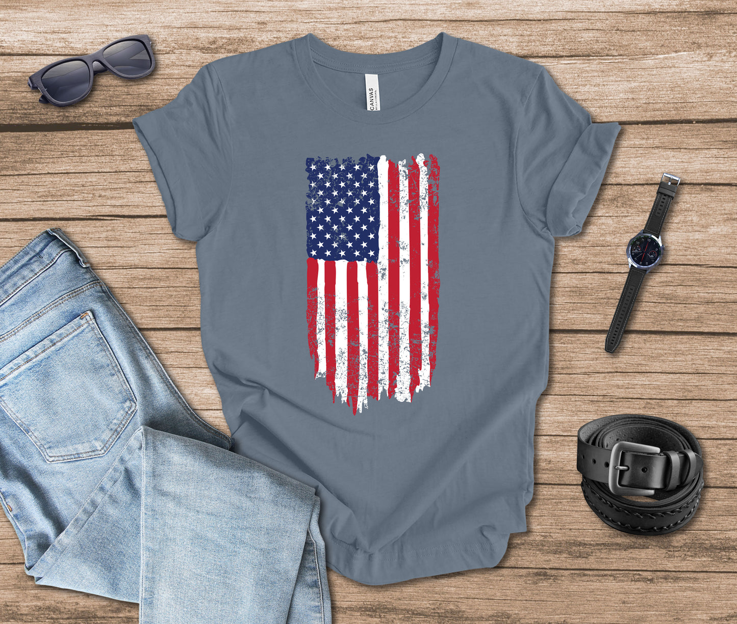 Distressed Flag Color Vertical T-shirt