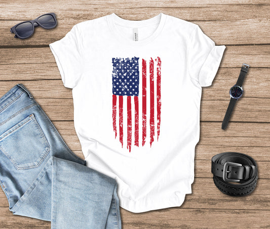 Distressed Flag Color Vertical T-shirt