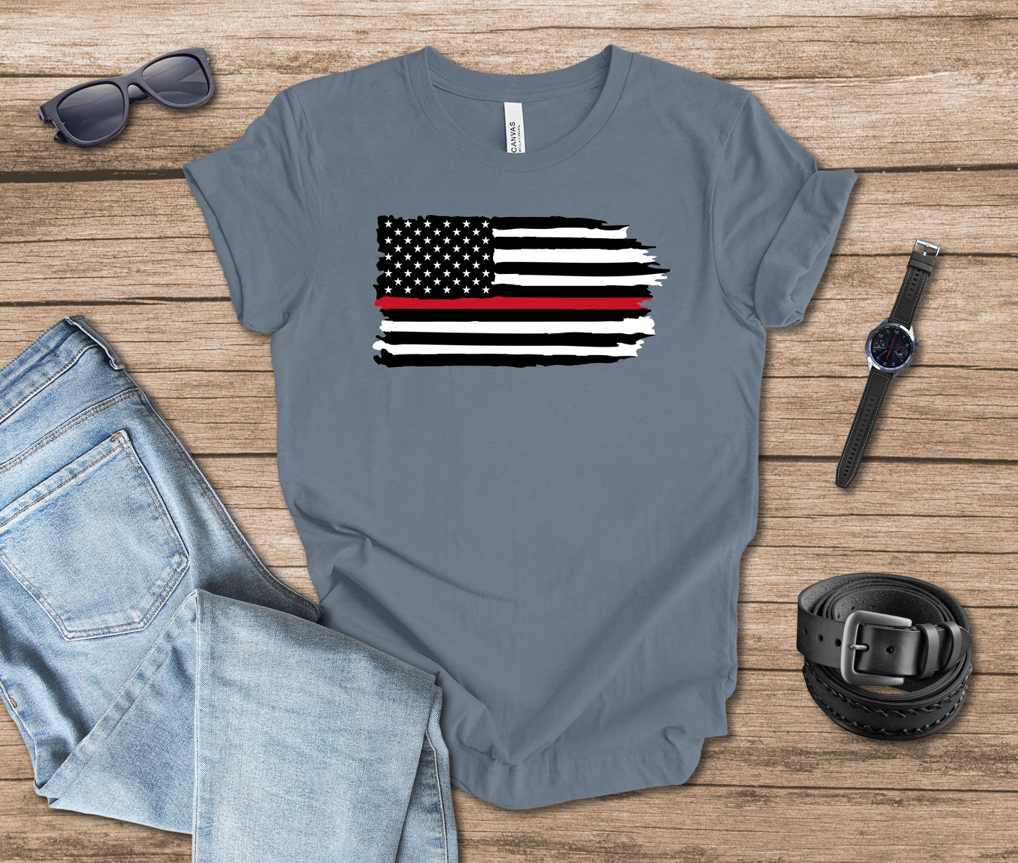 Distressed Flag Firefighter T-shirt