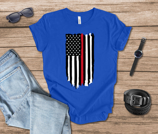 Distressed Flag Firefighter Vertical T-shirt