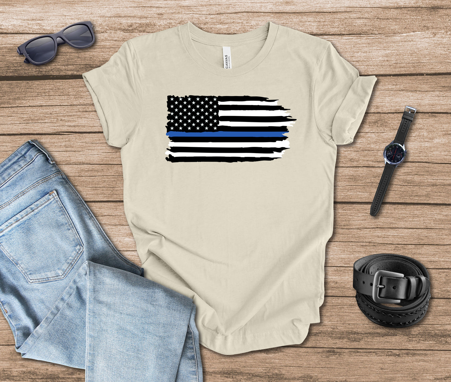 Distressed Flag Police T-shirt