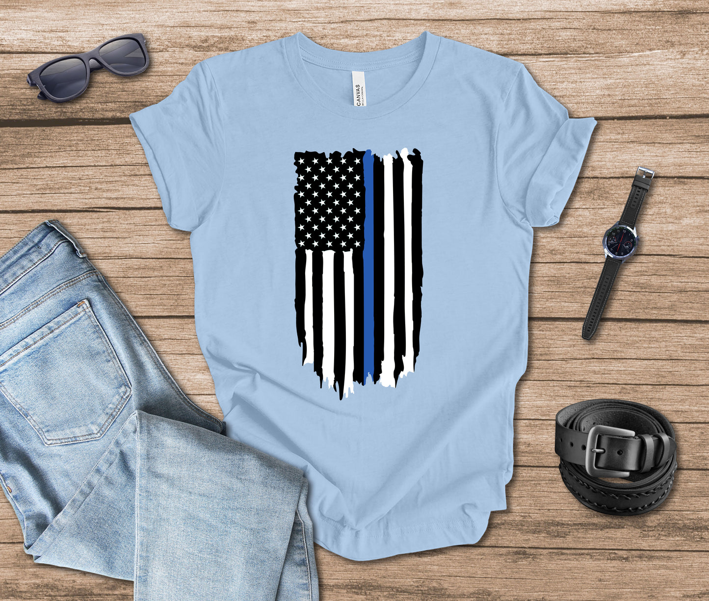 Distressed Flag Police Vertical T-shirt