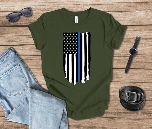 Distressed Flag Police Vertical T-shirt