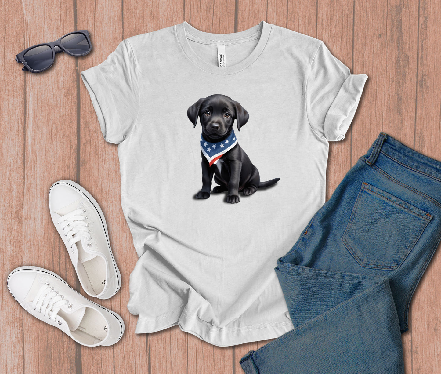 Patriotic Black Labrador Dog T-Shirt