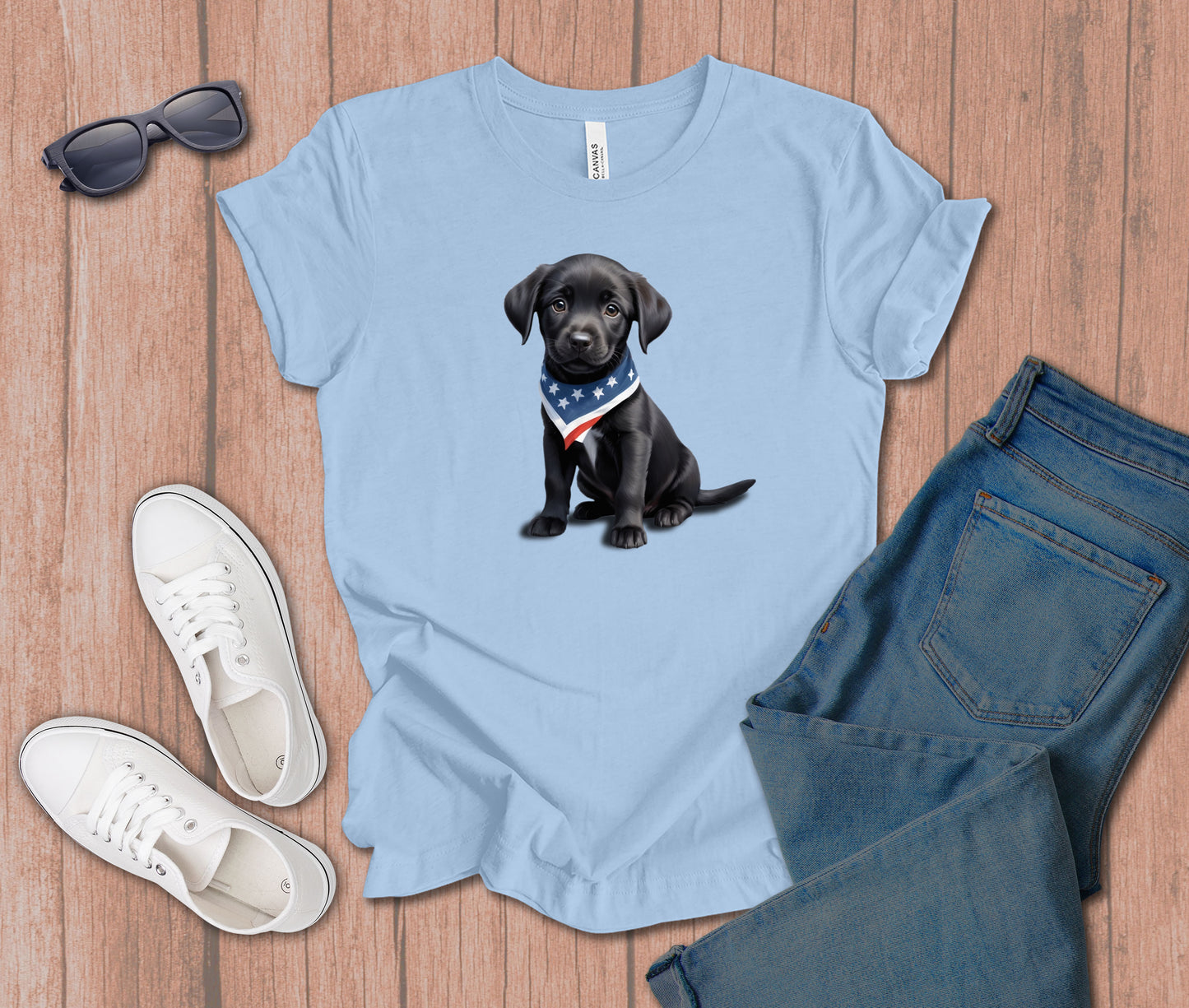 Patriotic Black Labrador Dog T-Shirt