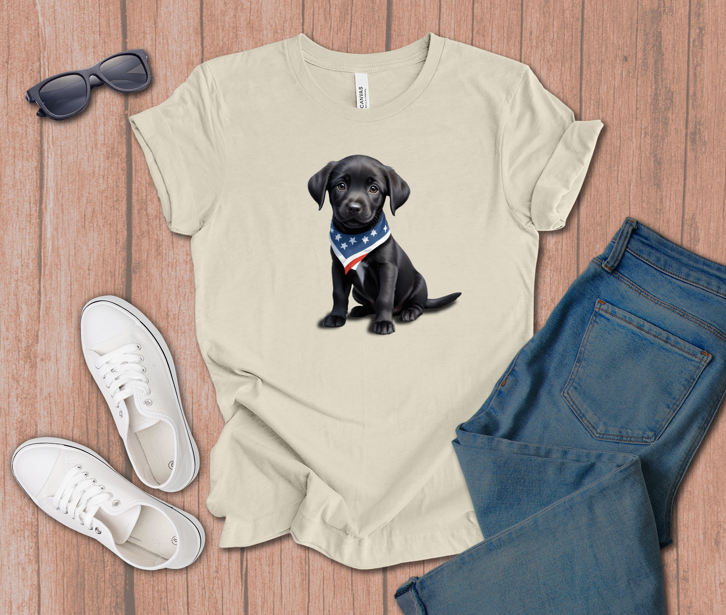 Patriotic Black Labrador Dog T-Shirt