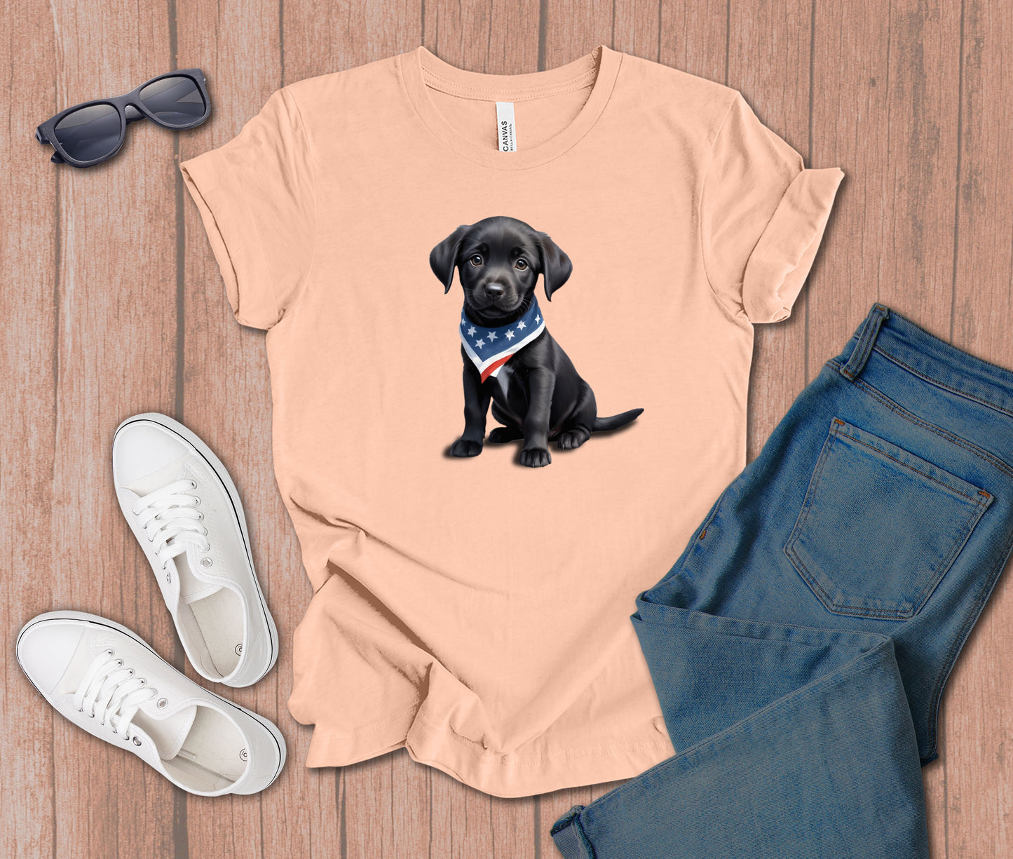 Patriotic Black Labrador Dog T-Shirt