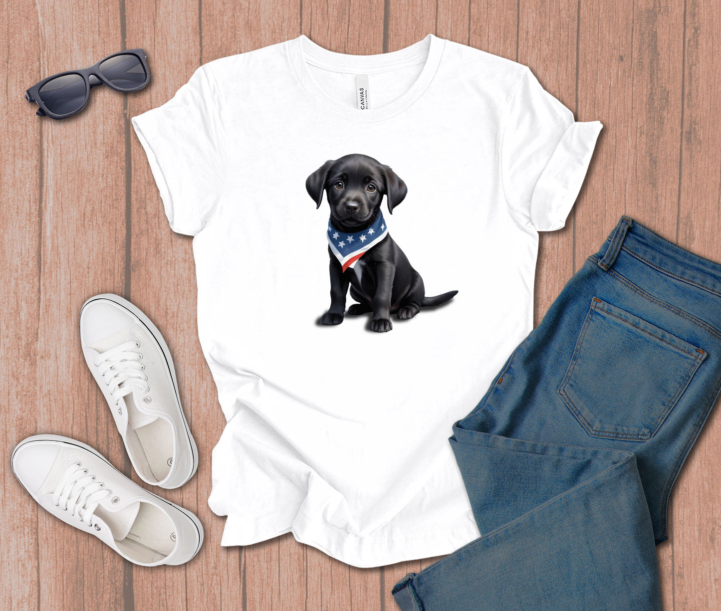 Patriotic Black Labrador Dog T-Shirt