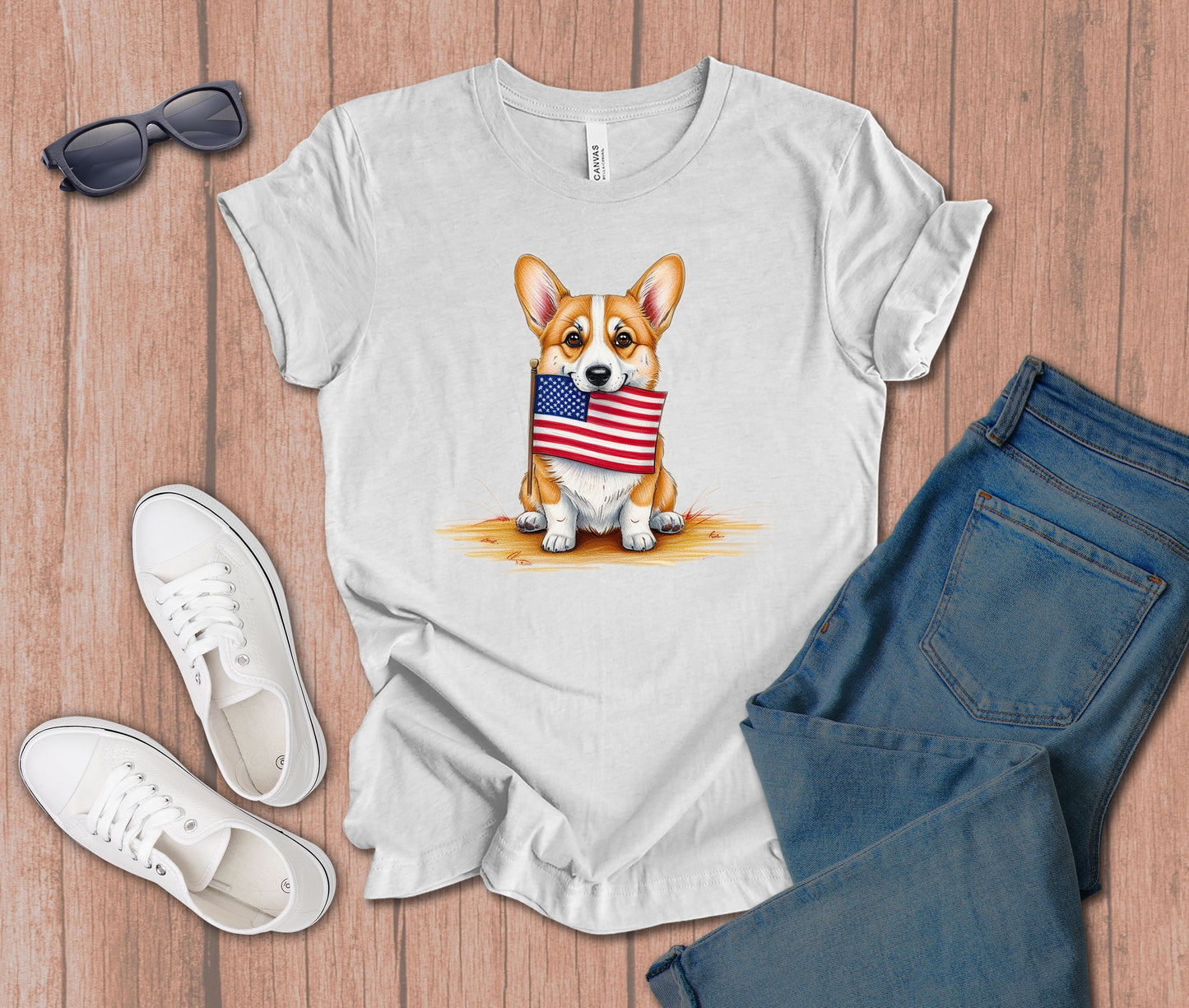 Patriotic Corgi Dog T-Shirt