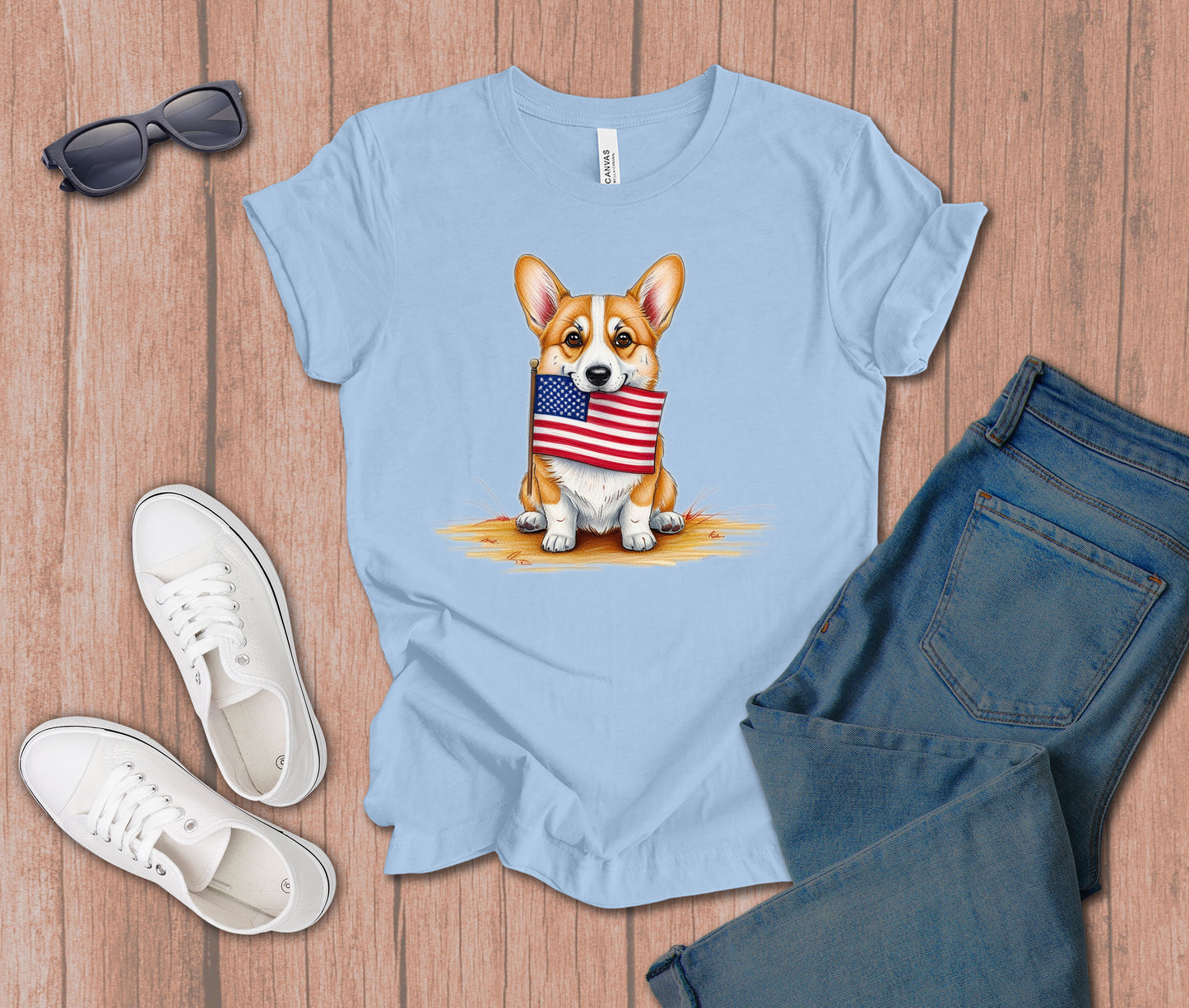 Patriotic Corgi Dog T-Shirt