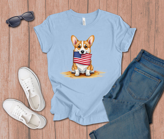 Patriotic Corgi Dog T-Shirt