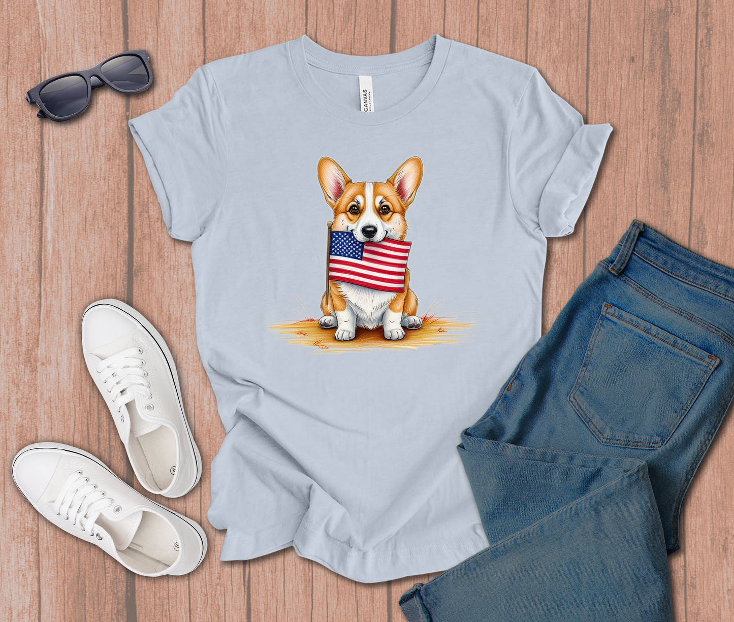 Patriotic Corgi Dog T-Shirt