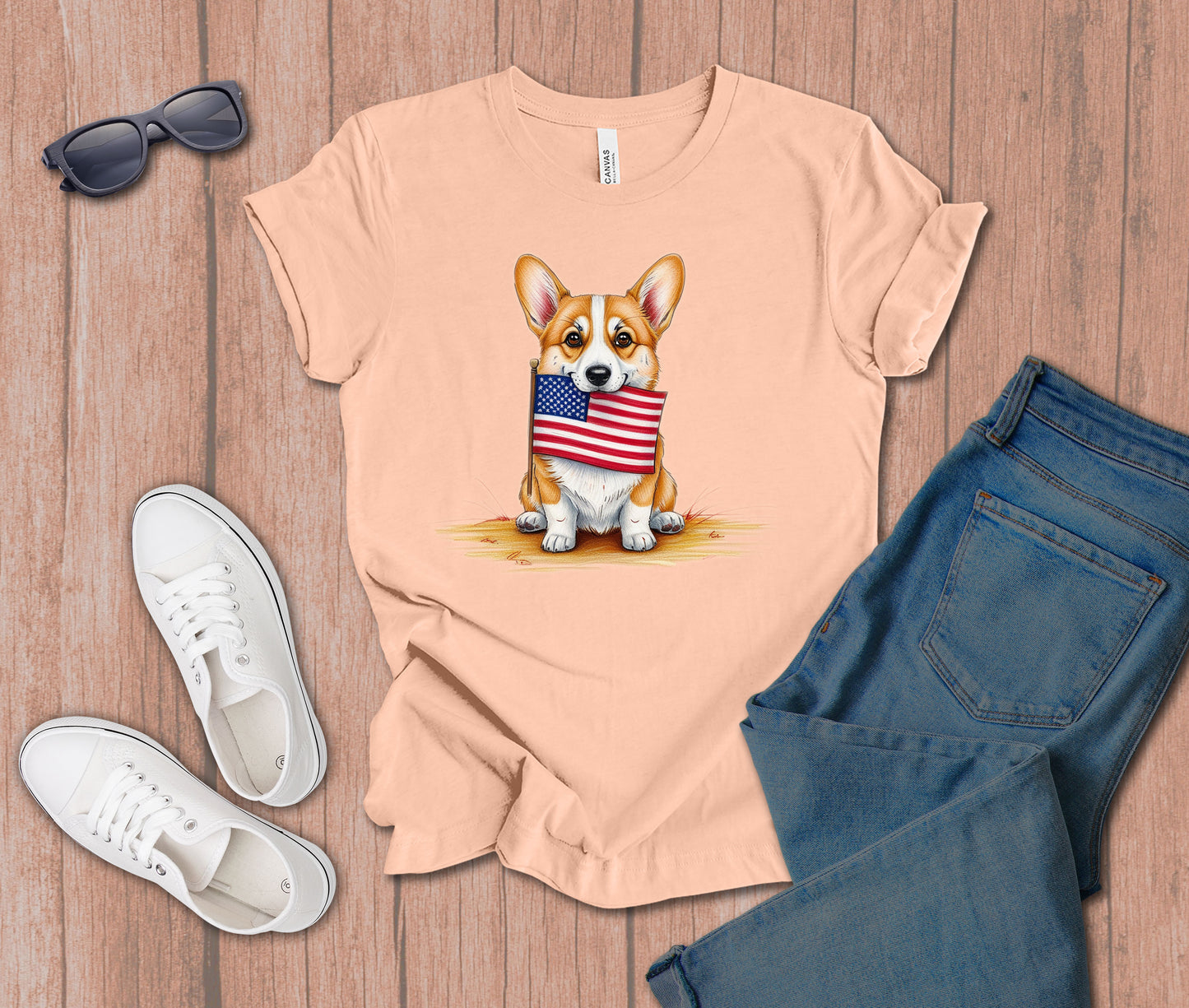 Patriotic Corgi Dog T-Shirt