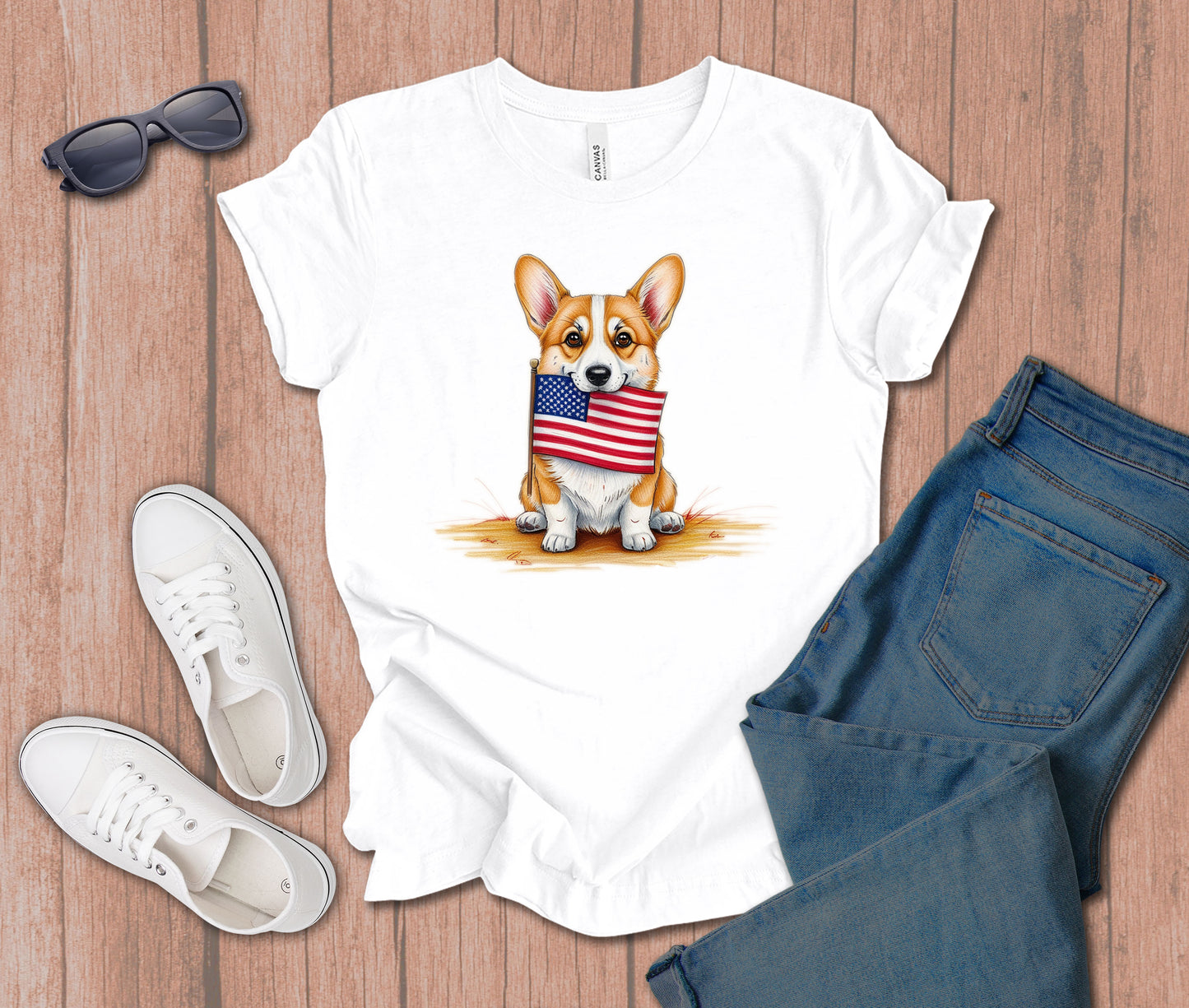 Patriotic Corgi Dog T-Shirt