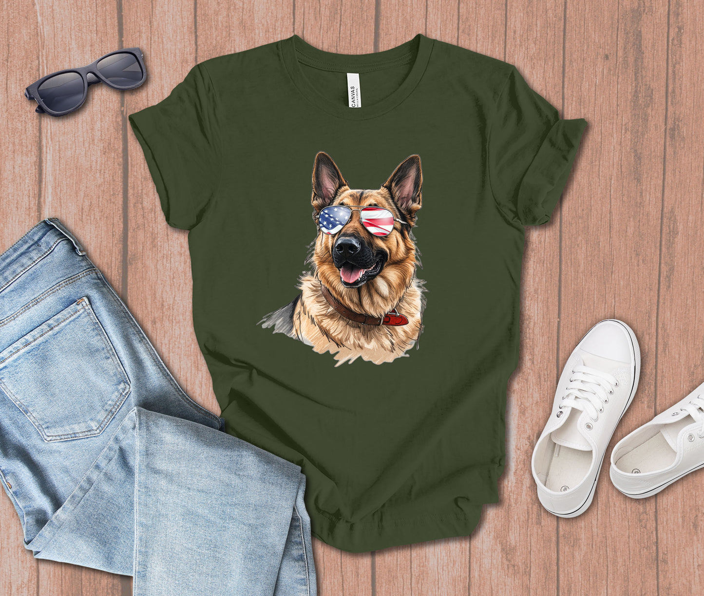 German Shepherd in Sunglasses T-shirt