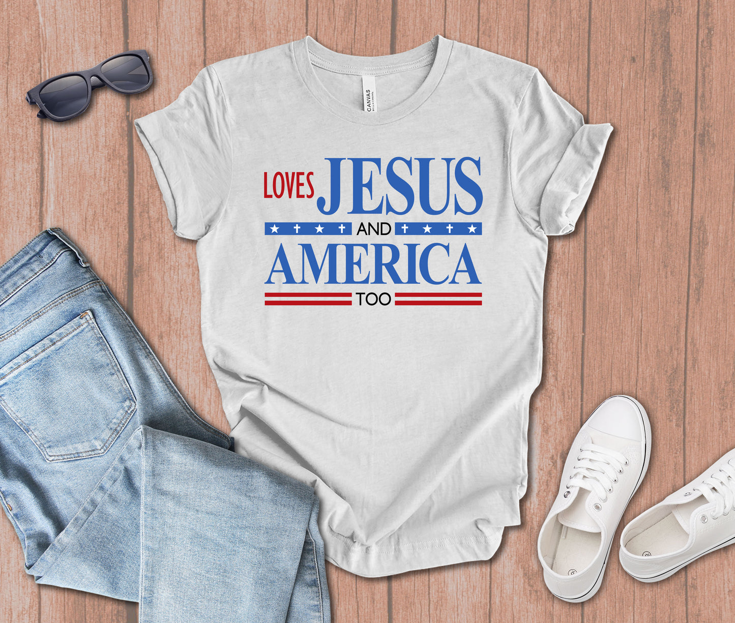 Loves Jesus and America too T-Shirt