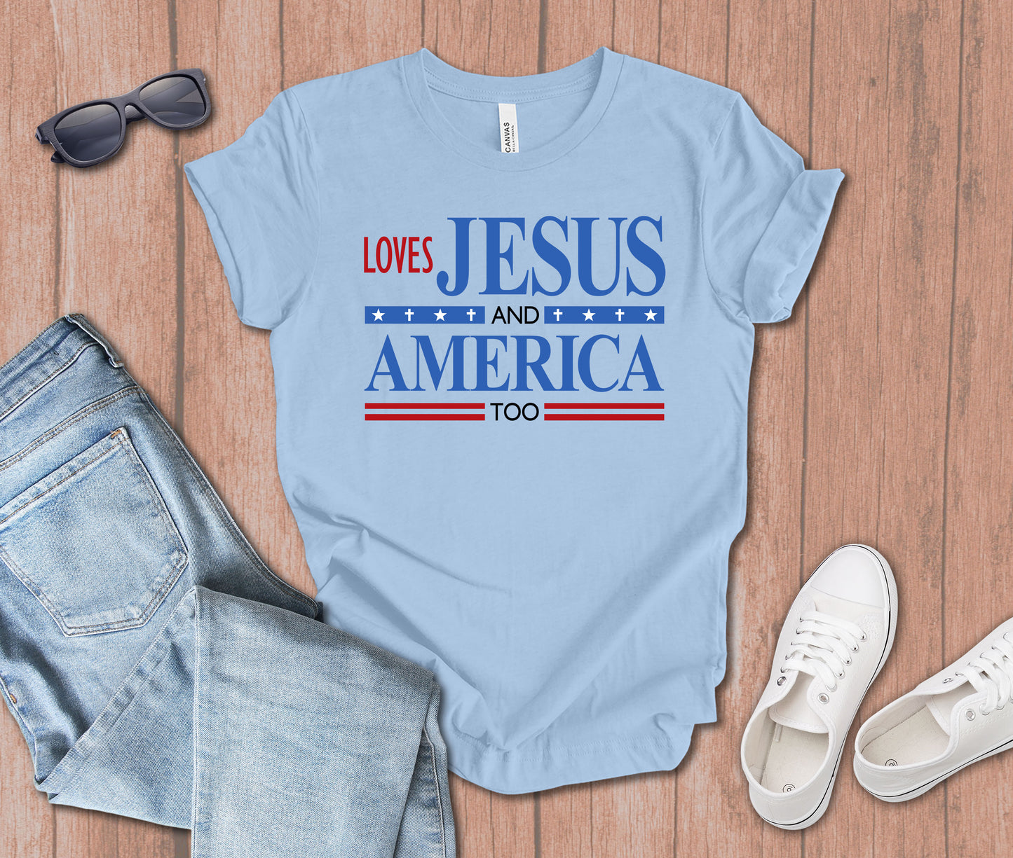 Loves Jesus and America too T-Shirt