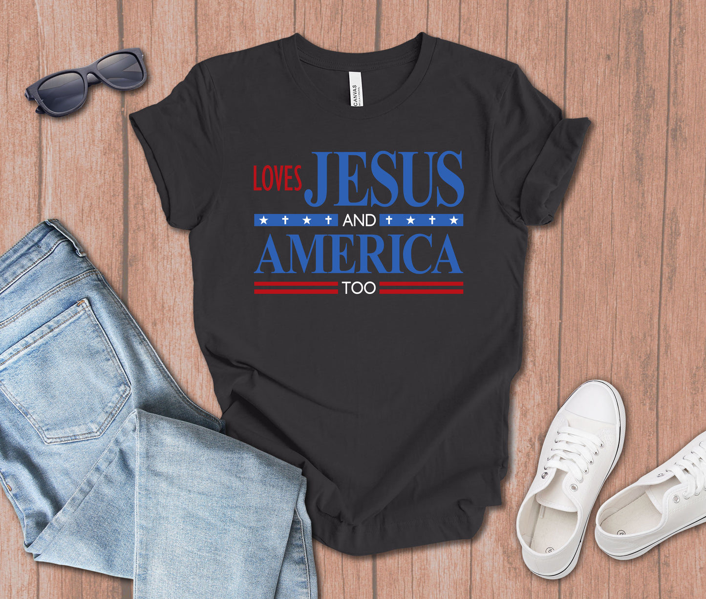 Loves Jesus and America too T-Shirt