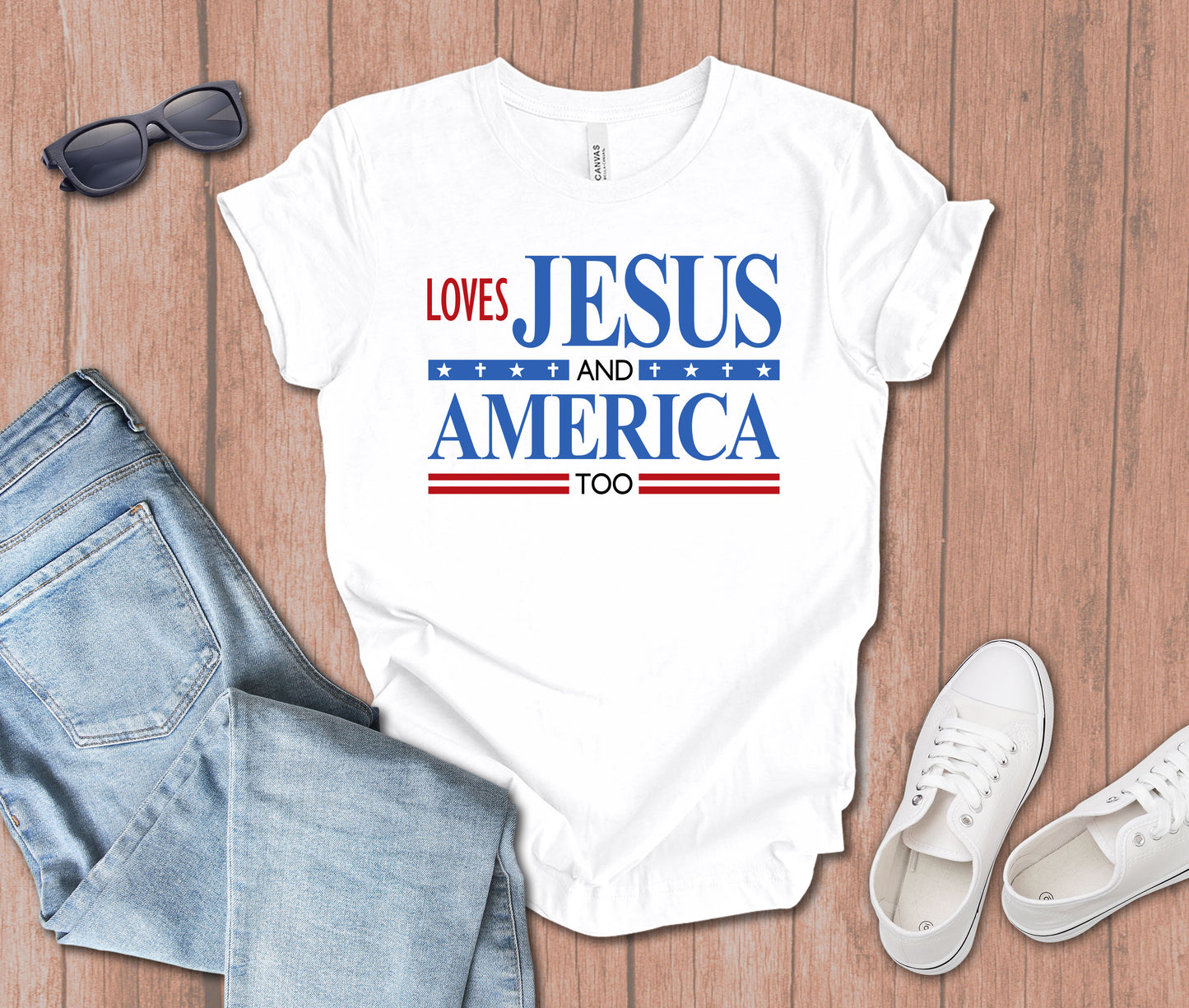 Loves Jesus and America too T-Shirt