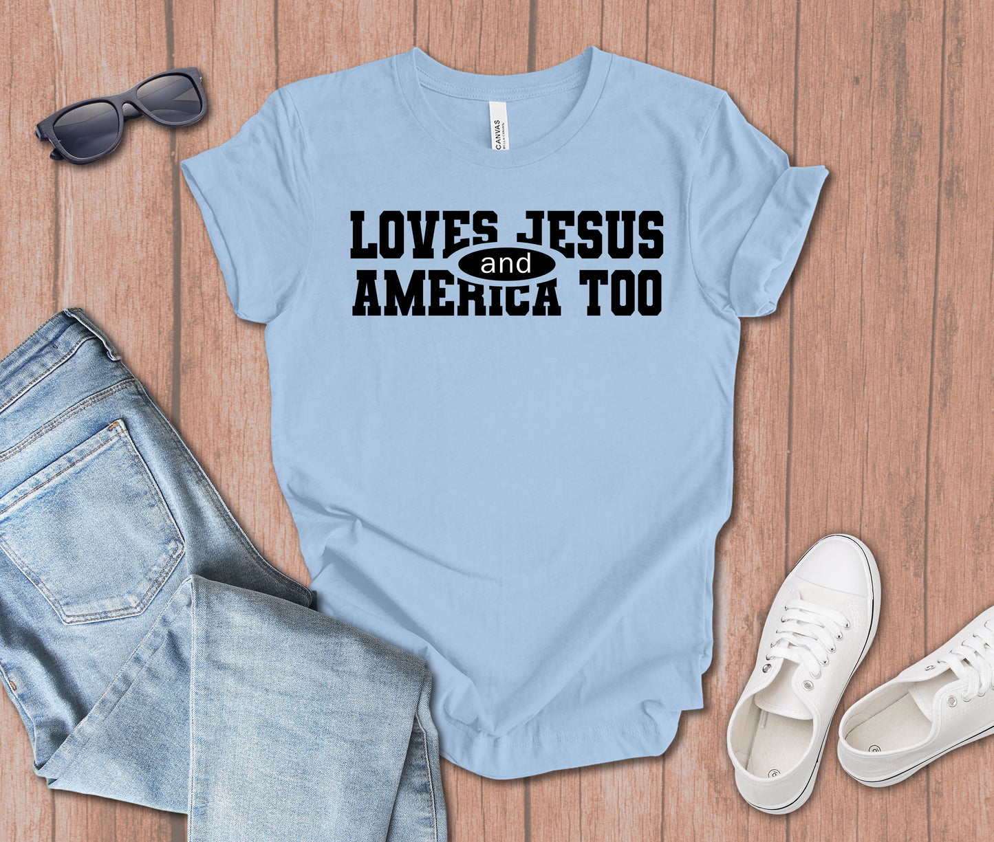 Loves Jesus and America too Athletic T-Shirt