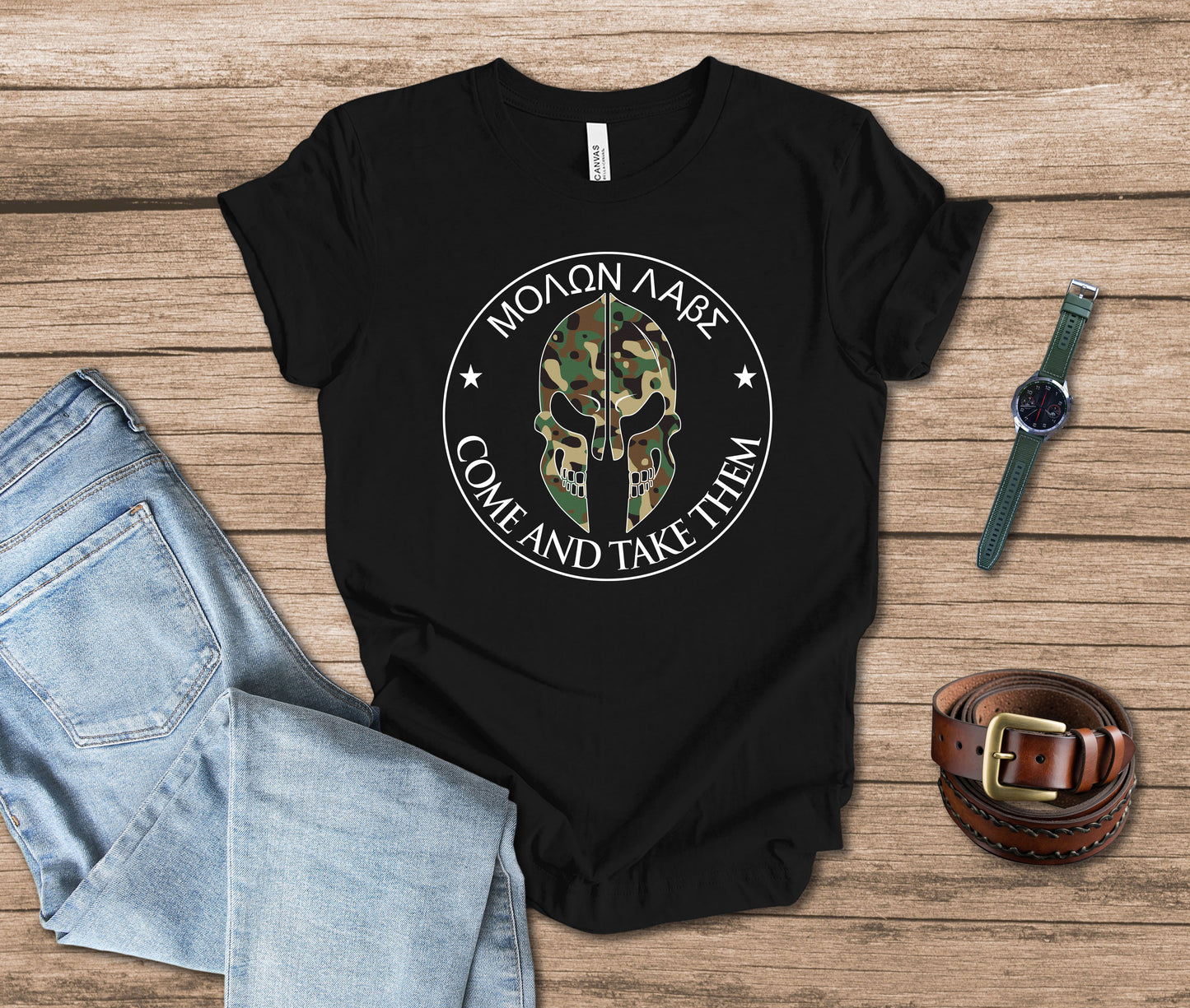 Molon Labe - Come and Take Them Camouflage T-shirt for Patriots, Freedom Lovers, Gun Enthusiasts